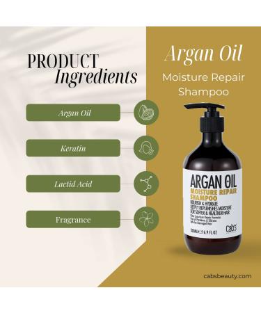 Cab's Moroccan Argan Oil Shampoo - Restorative & Volumizing Formula for All Hair Types | Paraben-Free Anti-Aging Care | Ideal Gift for Damaged Dry Color-Treated Hair - 16.9 fl oz - Buy Online on GoSupps.com