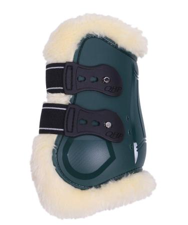 QHP Ontario fetlock boots with faux fur lining and quick fasteners (Thoroughbred Dark Green) Thoroughbred Dark Green