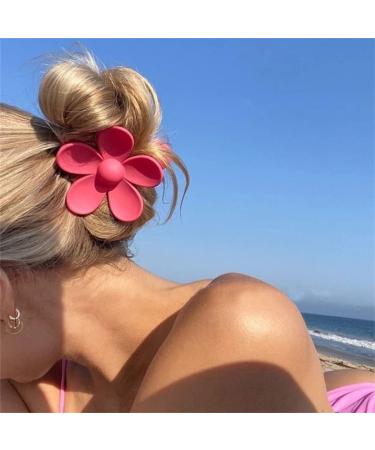 4Pcs Large Flower Shape Hair Clips  Plastic Strong Hold Matte Barrette Crab Hair Claw  Cute Flower Ponytail Hairpins for Women and Girls Thin Hair Thick Hair Barrettes Headwear Accessories