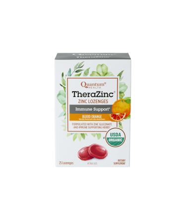 Quantum Health TheraZinc USDA Organic Zinc Lozenges|Blood Orange|Immune Support Formulated with Zinc Gluconate|Fast Relief|No Aftertaste|25 Count