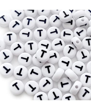 Bxwoum 100PCS White Round Acrylic Letter Beads for Jewelry Making - DIY Bracelets, Necklaces, Key Chains - 4x7mm - Letter T Beads - Buy Online on GoSupps.com