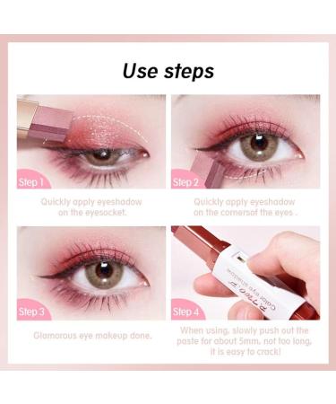 Two Tone Eyeshadow Stick Long Lasting Eyeliner Pen Two Colors in One Matte Glitter Shimmer Eyeshadow Glitter Gradient Eyeshadow Stick 01# Pink Makeup - Buy Online on GoSupps.com
