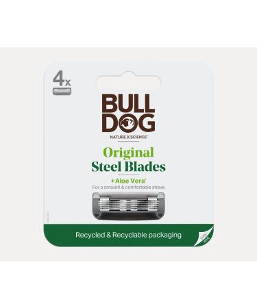Bulldog Mens Skincare and Grooming Original Razor Blades Refills for Men, 4 Count Original 4 Count