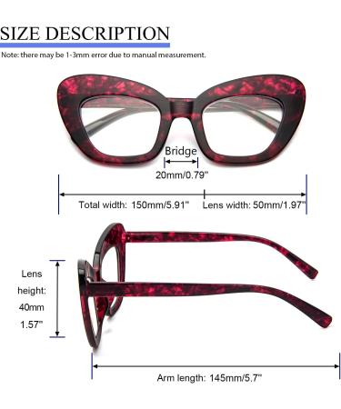 REAVEE 3 Pack Oversized Reading Glasses for Women - Blue Light Blocking Stylish Large Frame Computer Readers | Black Red Flower Design - Perfect for Comfort & Style - Buy Online on GoSupps.com