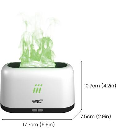 Think Gizmos 180ml Colour Changing Flame Humidifier Essential Oil Diffuser - Super Quiet & Portable - Ideal for Home, Office, Yoga, Spa - 10hr Run-Time - White - Buy Online on GoSupps.com