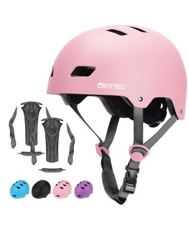 GROTTICO Toddler-Kids-Bike-Skate-Helmet for Boys Girls, Muti-Sport for Scooter Skateboard Helmet, Adjustable for 2-14 Years Older Children Matte Pink M (21.6-22.8inch/55-58cm)