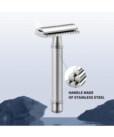 BAILI Stainless Steel Safety Razor - Double Edge Wet Shaving for Men & Women | Includes 5 Swedish Platinum Blades - Buy Online on GoSupps.com