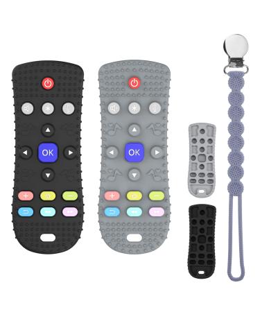 Viyuse Remote teether for Baby  Soft Chew Toys with TV Remote Control Shape  Early Educational Sensory Toy for Babies Teething Relief and Soothe Sore Gum Infant Teether for 3-12 Months Black
