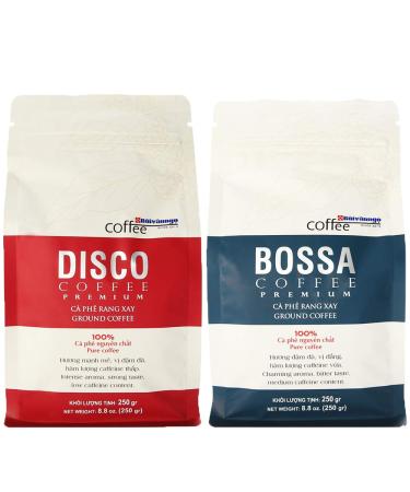 NOVIIML Coffee | BVN Vietnamese Coffee - Bossa and Disco Ground Coffee - 8.8 oz (250 g) - Pack of 2 (1 Pound)