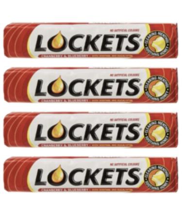 Lockets Multi Pack - 4 Packs of Cranberry & Blueberry Menthol Eucalyptus Lozenges (41g Each)
