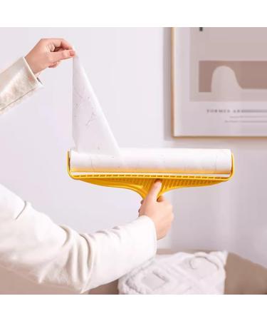 Long Lint Rollers for Pet Hair Extra Sticky Yellow Portable Lint Remover for Cleaning Furniture Carpet Floor Curtains Home Office Store Sticky Mop with 60 Unique Parallelogram Shape Sheets