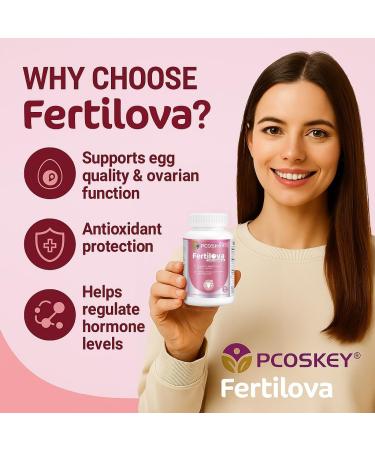 pcoskey Fertility Supplement for Women - Fertilova Egg Quality & Ovarian Support with Myo-Inositol Methylfolate CoQ10 | Vegan Prenatal Vitamins | 120 Capsules | Non-GMO Made in USA - Buy Online on GoSupps.com