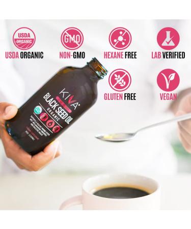 Kiva Organic Black Seed Oil | 100% Pure Cold-Pressed Nigella Sativa | High Thymoquinone (TQ) | 8oz - Buy Online on GoSupps.com