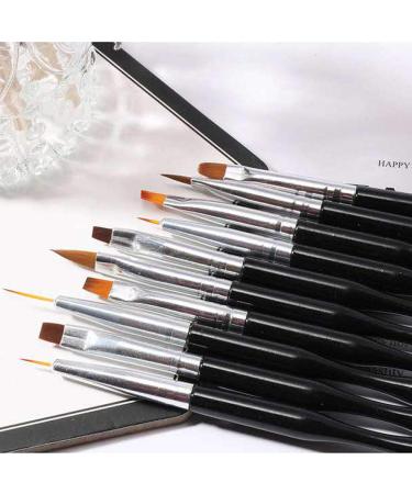 10pcs Nail Art Brush Set - Professional Manicure Tools for Gel Varnish & Dotting Designs - Black - Buy Online on GoSupps.com