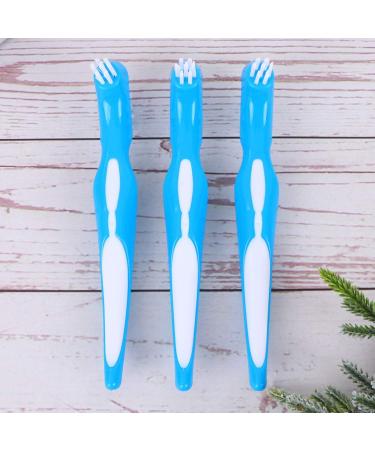 3pcs Double Sided Hard Denture Brush Set with Ergonomic Rubber Handle - Portable Denture Care Tool - Buy Online on GoSupps.com
