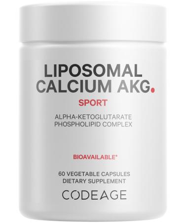 Codeage Liposomal Calcium AKG Supplement - Calcium Alpha-Ketoglutarate - 2-Month Supply - Liposomal Delivery - 1 Capsule Per Serving - Non-GMO Gluten-Free - 60 Capsules