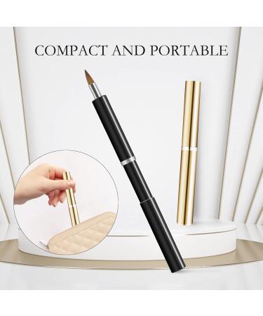Arqumi Retractable Lip Brush Set - Portable Travel Lip Liner Applicators for Women & Girls, Lightweight Design with Protective Lid - 2PCS Black & Gold - Buy Online on GoSupps.com