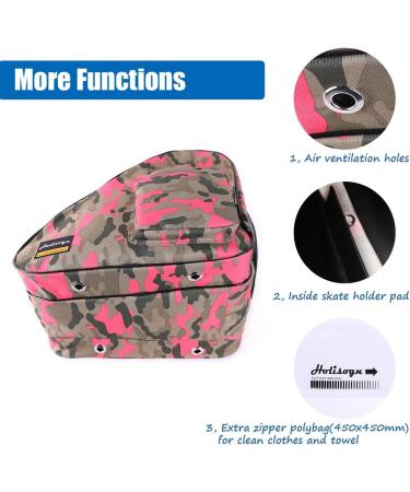 Holisogn Ice and Roller Skate Bag - Premium Camouflage Rose Red Fashion Bag for Kids, Teens, and Adults - Buy Online on GoSupps.com