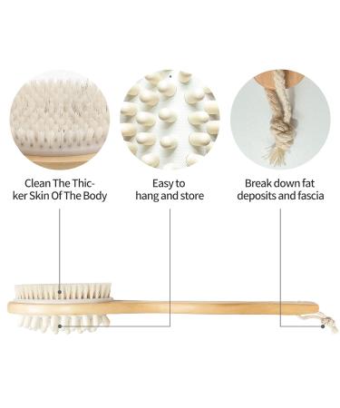 Premium Central Wood Body Brush - Long Stem Back Peeling & Massage Tool | Double-Sided Dry & Wet Brush for Spa-Like Bathing Experience | International Shipping Available - Buy Online on GoSupps.com