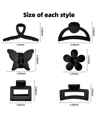 6 Pack Black Hair Clips - Matte Non Slip Claw Clips for Thin Thick Hair - Hair Accessories for Women and Girls - Buy Online on GoSupps.com
