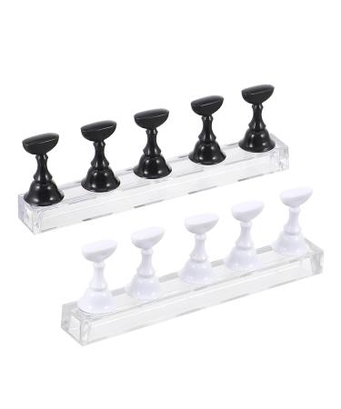 Housoutil Nail Art Holder Base 2 Sets Nail Holder Display Stand Manicure Acrylic Nail Art Stand 2.4X1.4X1.4CM Assorted Color 1