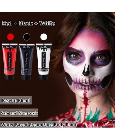 Go Ho Clown White Black Red Face Body Paint (6 oz) - Non-Toxic Water-Based Makeup for Halloween, Cosplay & Dress Up - Buy Online on GoSupps.com