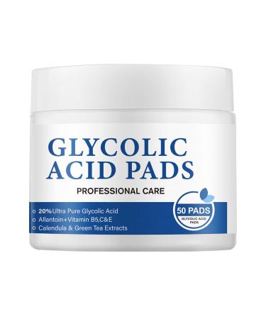 Glycolic Acid 20% Resurfacing Pads for Face and Body Exfoliating Peel Pads with Vitamins B5 C E Green Tea Calendula Allantoin Reduces Fine Lines and Wrinkles 50 Count