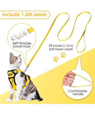 Breakproof Cat Leash Set & Adjustable Soft Kitten Vest - Reflective Stripes Yellow Size S | Durable Dishes for Small Kittens - Buy Online on GoSupps.com