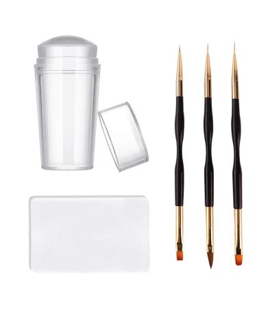Famidiqgo Nail Stamper Nail Art Brushes - French Tip Nail Stamp Clear Nail Art Stamper Jelly With Scraper 3Pcs Double Ended Nail Pen Brushes Soft Silicone Stamper Printer DIY 1 Stamper + 3 Double -Ended Pens - Buy Online on GoSupps.com