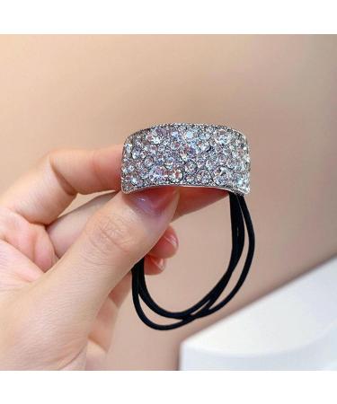 Wendalern Boho Rhinestone Ponytail Holder Cuffs Geometric Elastic Scrunchies Silver Crystal Ponytail Hair Tie Band Luxury Ponytail Hairband Ring Hair Accessories for Women and Girls - Buy Online on GoSupps.com