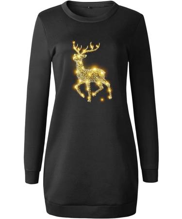 Hanxiulin Women's Christmas Elk Hooded Sweater Dress - Oversized Long Sleeve Jumper for Holiday Parties - Buy Online on GoSupps.com