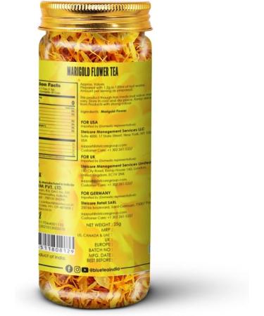 BLUE TEA - Marigold Tea - 50 Gram (Pack of 2) | Pure Marigold Flower Petals || FLOWER TEA || Upholds Vegan and Ketogenic Diets No Caffeine | Eco-Sustainable packaging - Buy Online on GoSupps.com