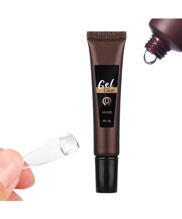 Gel Nail Tip Glue Gel Glue Nail Glue Base Gel Strong Glue Long-Lasting Soft Gel Glue Nail Tips Gel Extension Glue Gel Glue for Rhinestone Nails round mouth