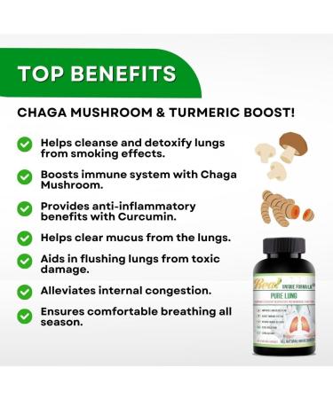 Top Lung Cleanse and Detox | Herbal Respiratory Supplement for Lung Support with Chaga Mushroom Curcumin Turmeric Honeysuckle Flower Astragalus Quercetin Pomegranate - Buy Online on GoSupps.com