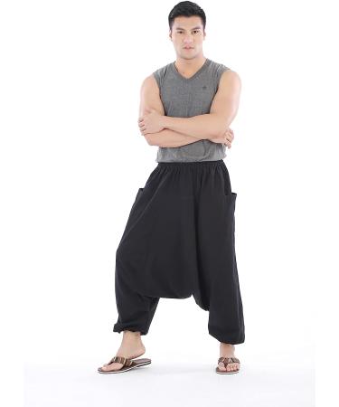 CandyHusky 100% Cotton Hippie Gypsy Boho Harem Pants | Black Yoga Aladdin Pants | Unisex One Size Fits Most - Buy Online on GoSupps.com