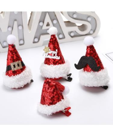 hgnxa Christmas Santa Hat Hair lip Party Props Accessories Hair Pin Festive Glitter Sequins Hat Barrettes Holiday Headwear - Buy Online on GoSupps.com
