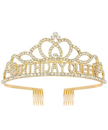 AOPRIE Diane Birthday Queen Crowns for Women Gold Tiaras for Girls Crowns for Girls Rhinestone Crystal Decor Headband