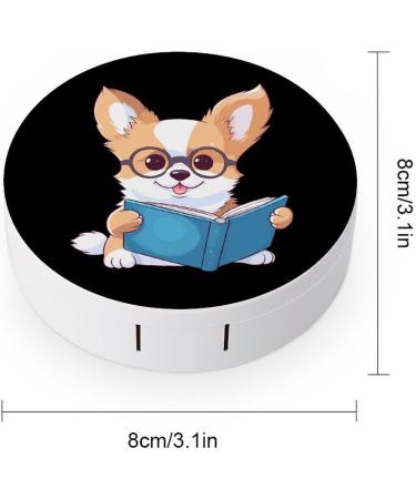 Corgi Reading Book Contact Lens Travel Kit | Portable Cute Contact Box with Mirror for Daily Use | International Shipping - Buy Online on GoSupps.com