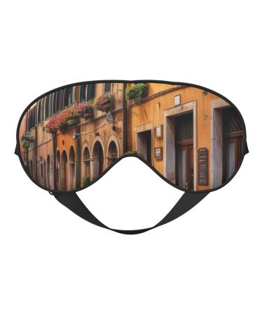Soft Italian Old Street Printed Eye Mask Adjustable Breathable Eye Masks for Sleep Light Blocking & Double-Sided Black