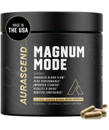 Aurascend Magnum Mode: Nitric Oxide Supplements for Men w/L Arginine Natural Blood Flow Boost Stamina Support Energy Maximizer Metabolic Pre Workout | 120 Count