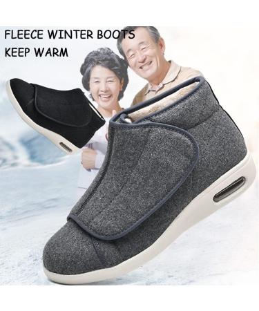 FZYUAN Winter Diabetic Slippers for Swollen Feet | Extra Wide Orthopedic Walking Shoes | Adjustable Non-Slip Elderly Arthritis Shoes - Grey (Women 12/Men 9) - Buy Online on GoSupps.com