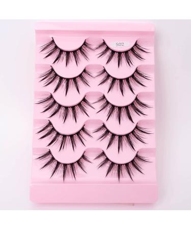 HBZGTLAD 5 Pairs Wet False Eyelashes - Natural Everyday Wear - Thick Simulation Cross Makeup Lashes (S02) - International Shipping Available - Buy Online on GoSupps.com