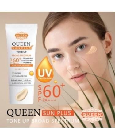 QUEEN SUN PLUS SPF 60 Primer-Anti Aging Moisturizer | Vitamin B3 B5 E - Non-Greasy Silky Touch - Instant Dry, Oil-Free, Fragrance-Free |QUEEN NATURAL NEW YORK - Buy Online on GoSupps.com
