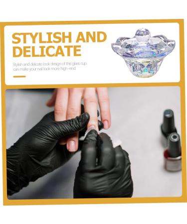 Healeved Nail Art Crystal Cup Nail Manicure Tools Professional Nail Dish Dappen Dish Glass Clear Cup Nail Liquid Cup Colored Glass Stained Glass Diamond Decor Glass Mixing Dish Powder Major - Buy Online on GoSupps.com