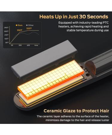 Cordless Hair Straightener & Curler 2 in 1 - Mini Wireless Portable Ceramic Flat Iron for Travel | USB Rechargeable Hot Tools for Women & Men - Black - Buy Online on GoSupps.com