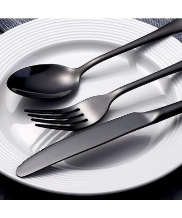 Cutlery Set 24 Piece Stainless Steel Flatware Set for 6 Silverware Knives and Forks Dinner Spoons Teaspoons Fork and Spoon HUAN TAI (Color : Black Size : B3S10) - Buy Online on GoSupps.com