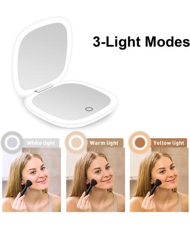 deweisn Compact Lighted Travel Makeup Mirror with 1X/10X Magnification - Dimmable, Portable, USB Charging - White - Buy Online on GoSupps.com