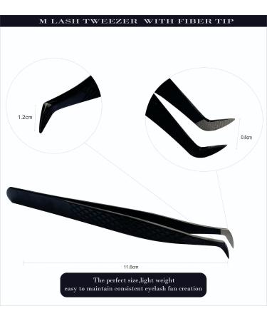 MLASH Set of 4 Diamond Grip NANO Fiber Tip Tweezers - Classic & Volume Eyelash Extensions - Japanese Steel (Black) - Buy Online on GoSupps.com