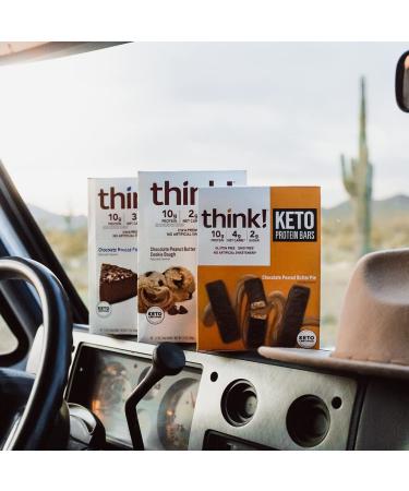 Think! Keto Protein Bars - Chocolate Peanut Butter Pie | Low Carb, Low Sugar, Gluten Free, 10g Protein, 4g Net Carbs (12 Count) - Buy Online on GoSupps.com