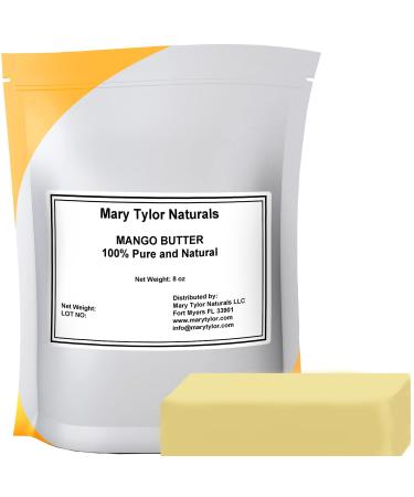 Mary Tylor Naturals Mango Butter 8 oz Cold Pressed  Unrefined Raw Pure Mango Butter   Skin Nourishment  Moisturizing for Hair  Skin